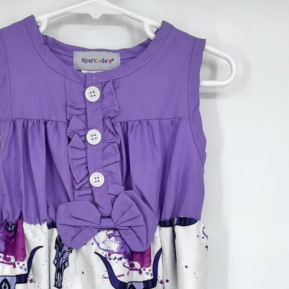 Sparkledots Dress Girls 18/24M Purple Western Longhorn Skull Ruffle Bow‎ Cowgirl